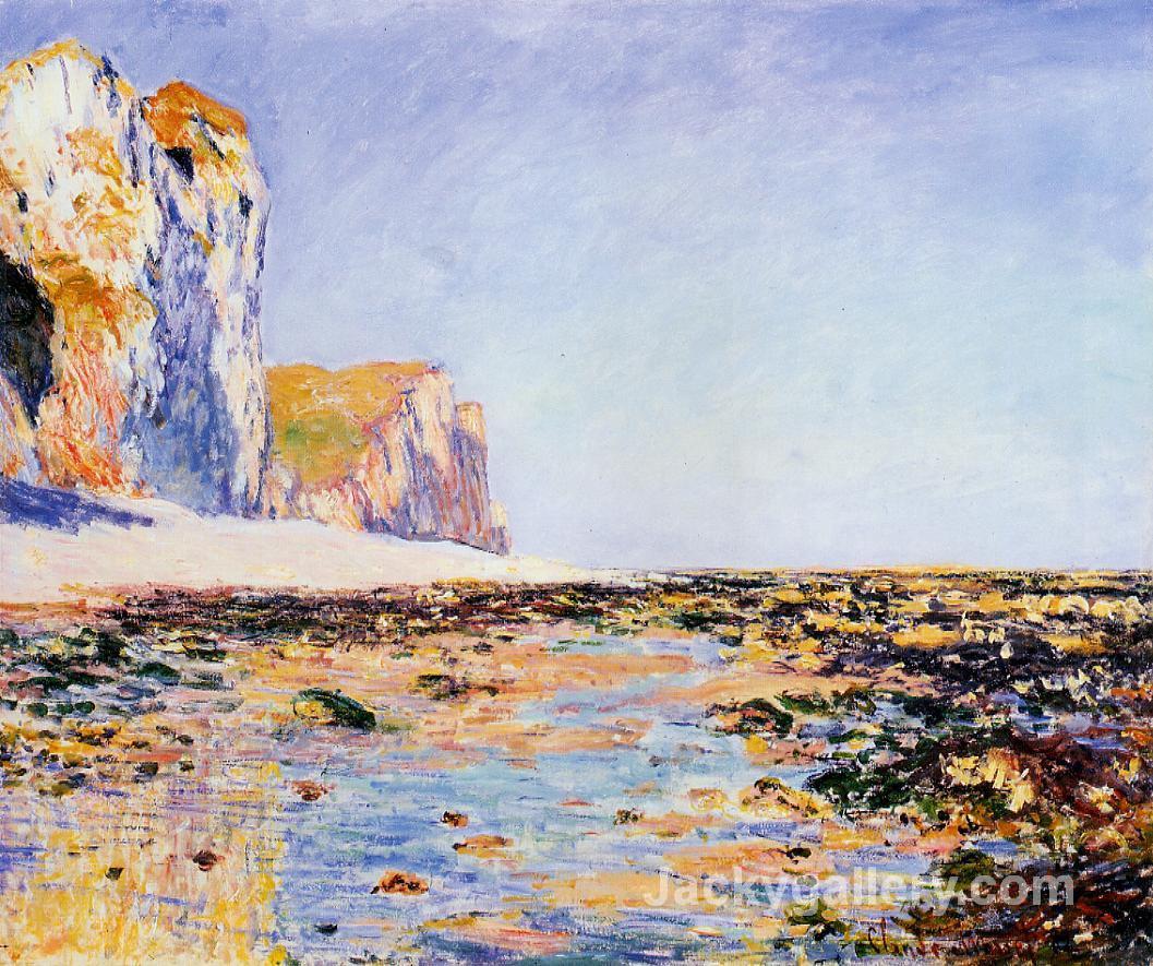 Beach and Cliffs at Pourville, Morning Effect by Claude Monet paintings reproduction